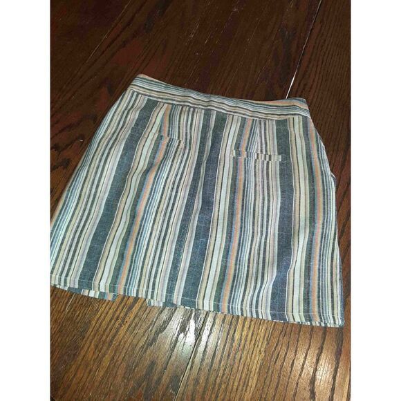 Small Alterd State Multi Color Striped Off Set Front Button Mini Skirt Pockets - Picture 3 of 3